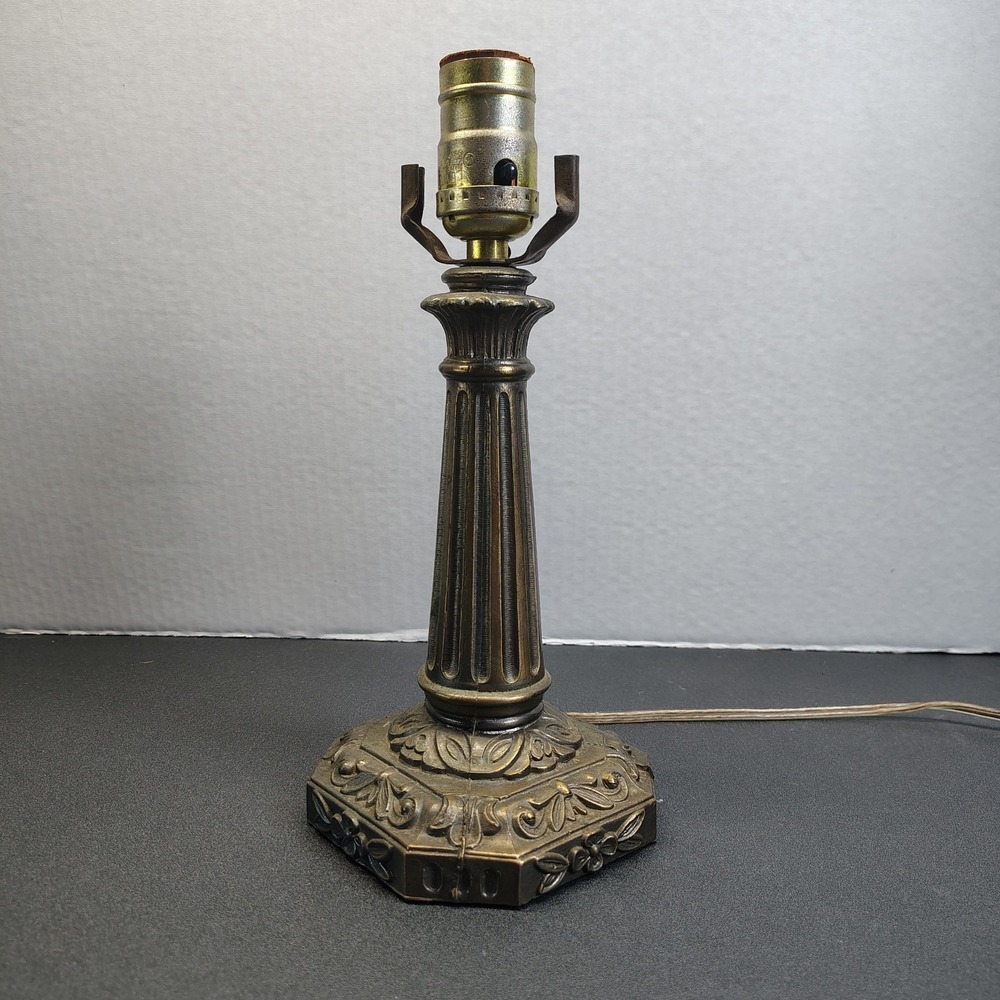 Tiffany Style Table Accent Lamp Base Only Cast Metal Art Nouveau